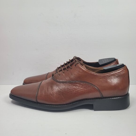Michael Toschi Men's Brown Leather Oxford Dress Shoes US Size 9.5 - Picture 2 of 8
